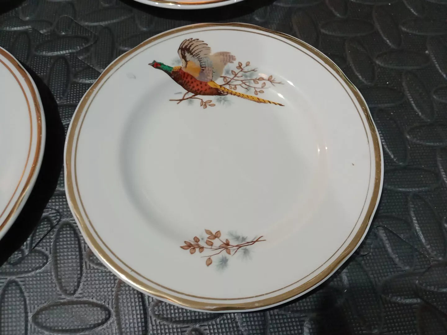 Sheriden Flying Pheasants Set of 6 Side Plates Staffordshire Vintage Rare 6.5"