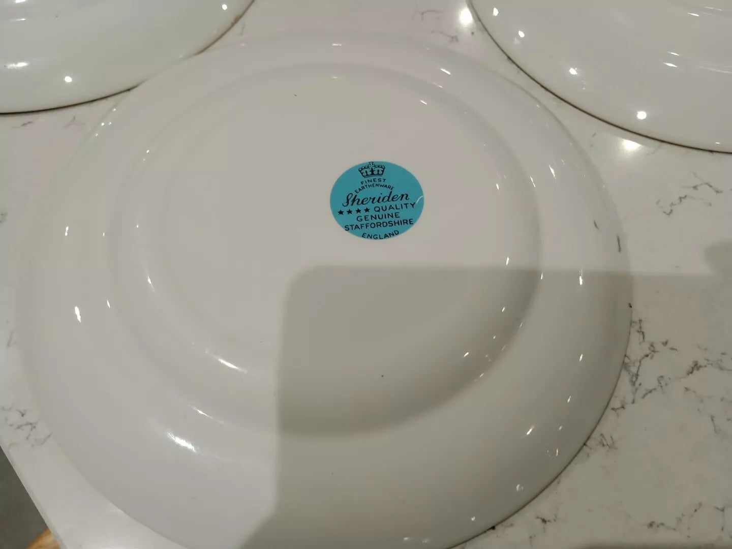 Sheriden Flying Pheasants Blue Teal Edged 8.5" Salad Plates Rare x 4