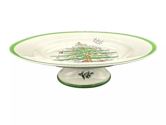 NEW Spode Christmas Cake Stand Serving Plate Footed 10” RARE