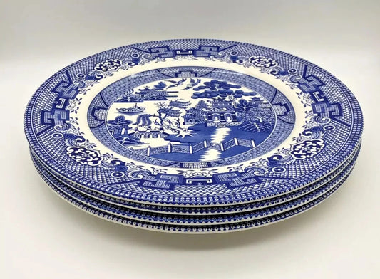 NEW Royal Stafford Blue Willow SET OF 4 Dinner Plates 11 inch