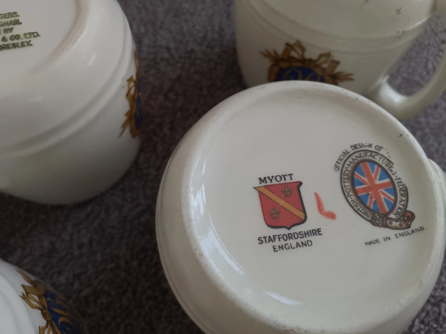 King George VI & Queen Elizabeth Coronation 1937 2 Beakers And 5 Mugs Cups