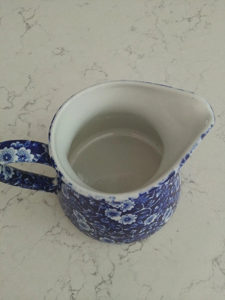 BURLEIGH Calico Blue & White Large Milk Cream JUG 10cm HIGH BY 15cm WIDE