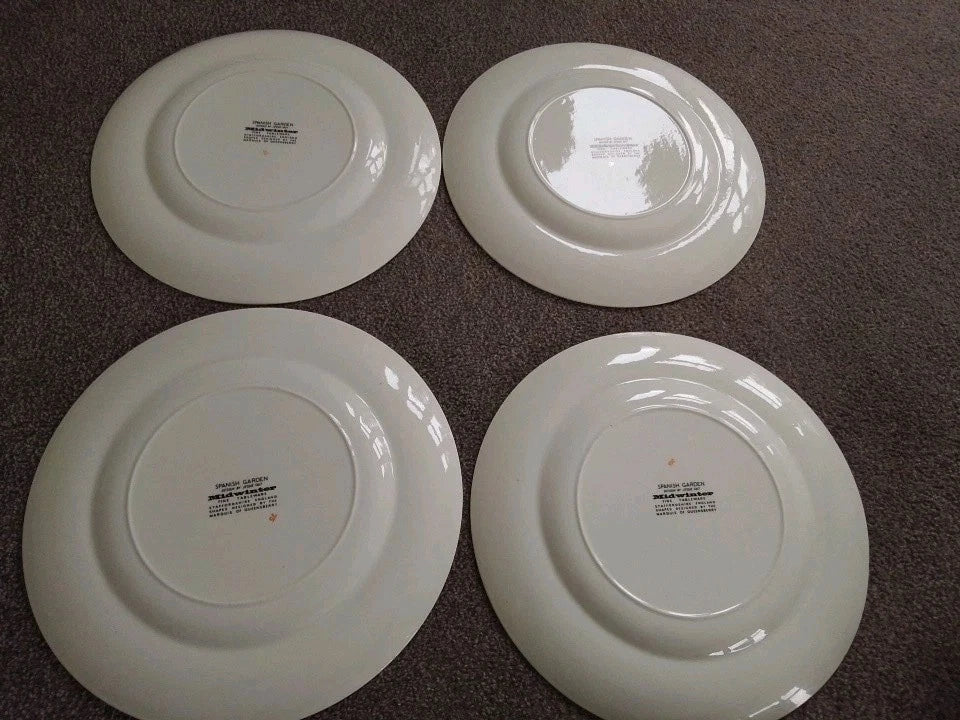 Midwinter Spanish Garden Marquis Of Queensberry Retro Dinner Plates X 4