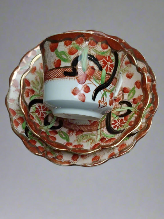 Antique Art Deco Trio Unusual Imari Style RARE