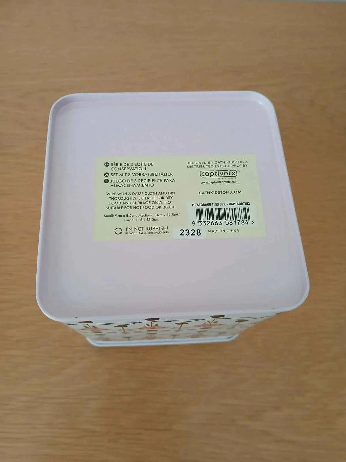 NEW CATH KIDSTON Square Stacking Storage Tins Fun and Quirky Designs