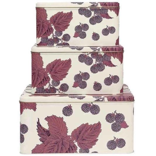 NEW SET OF 3 Thornback and Peel Nesting Cake Tins Blackbird and Bramble Square