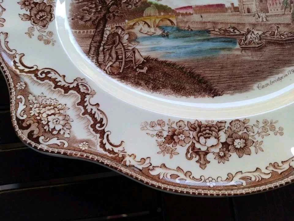 JOHNSON BROS Brothers OLD BRITAIN Castles  Oval Serving Plate 12" Cambridge 1792