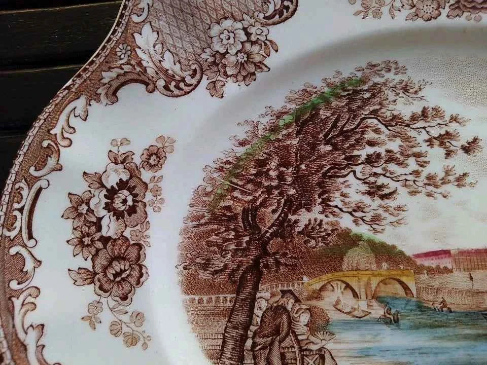 JOHNSON BROS Brothers OLD BRITAIN Castles  Oval Serving Plate 12" Cambridge 1792