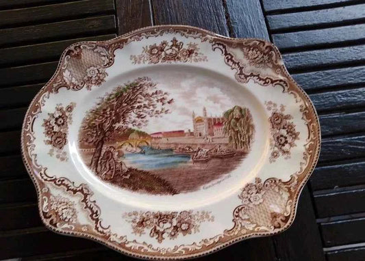 JOHNSON BROS Brothers OLD BRITAIN Castles  Oval Serving Plate 12" Cambridge 1792