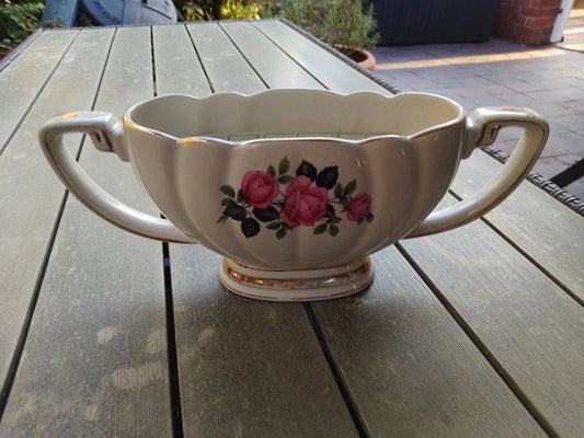 Mantle Vase Flower Grate Insert 13" Decorative Floral Decorated Ceramic