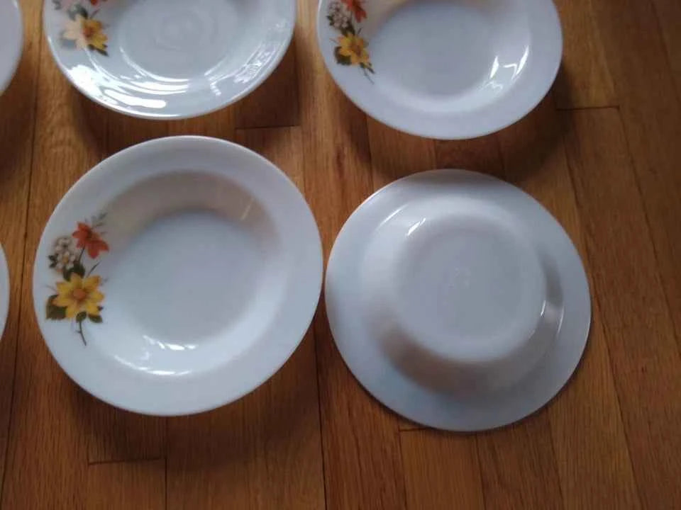 Vintage Set Of 6 Retro 1970s JAJ Pyrex Autumn Glory Round Soup/Pasta Bowls 8.5"