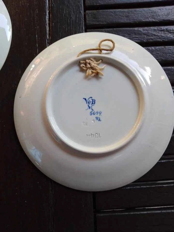 Antique Villeroy & Boch Mottahedeh 5044 1044 Blue & white ship decorated plate