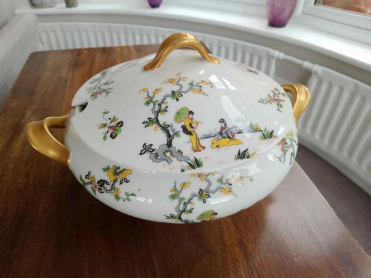 Frank Haviland Limoges Large Soup Tureen Geisha Chinese Oriental Beautiful