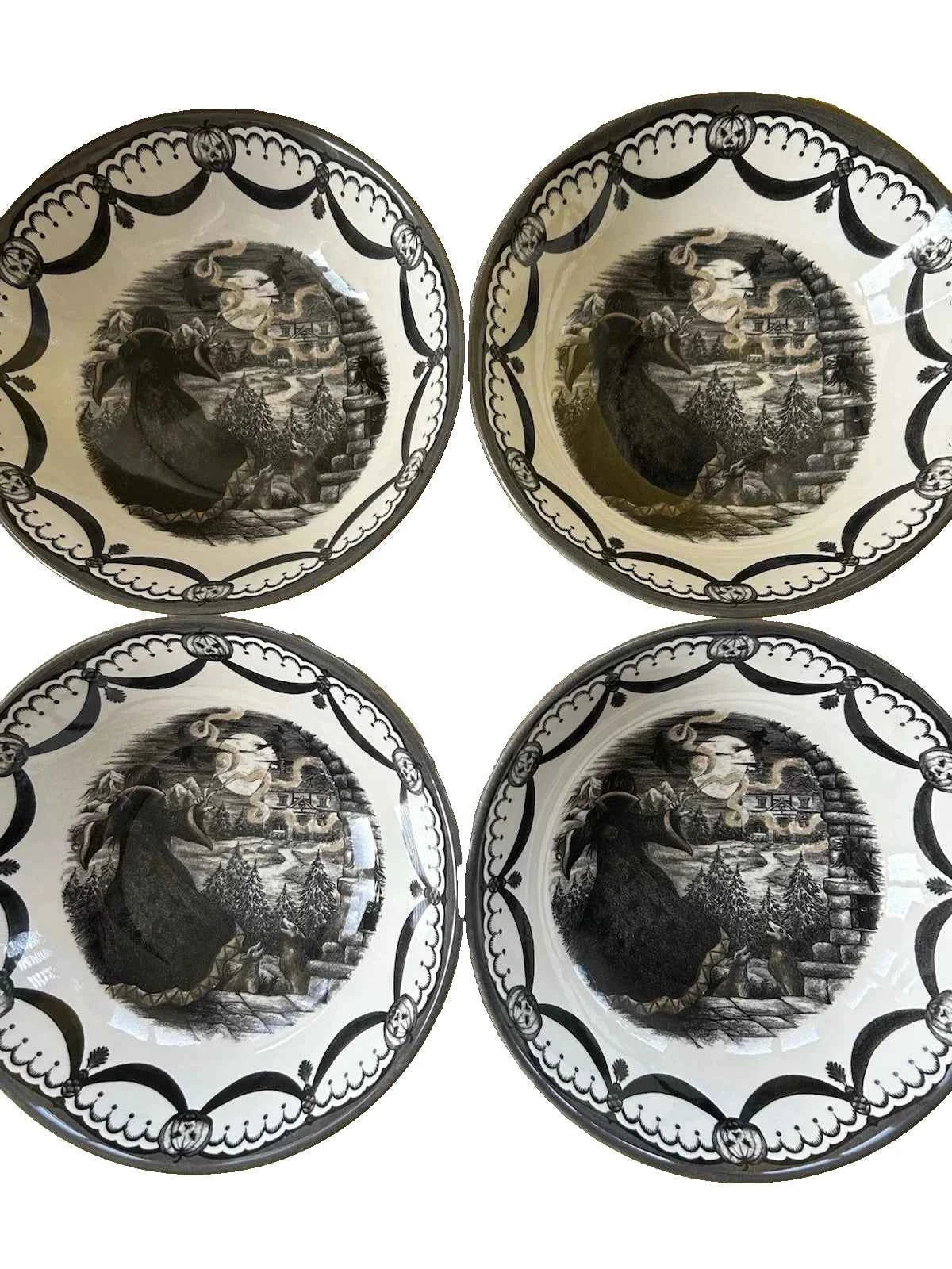 4 x NEW Royal Stafford Guardian Cereal Bowls Gothic Halloween
