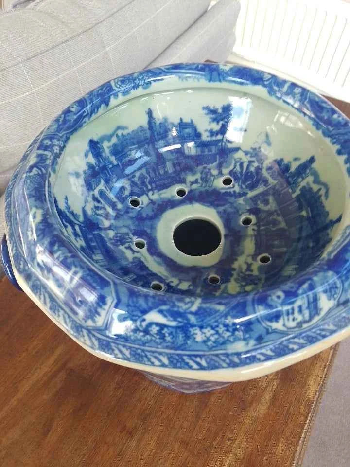Victoria Ware Vintage Flow Blue & White Ironstone Fruit Chiller