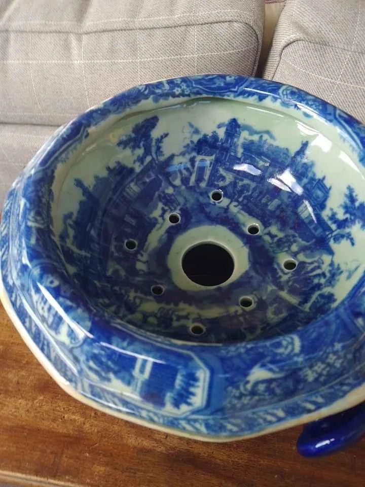 Victoria Ware Vintage Flow Blue & White Ironstone Fruit Chiller