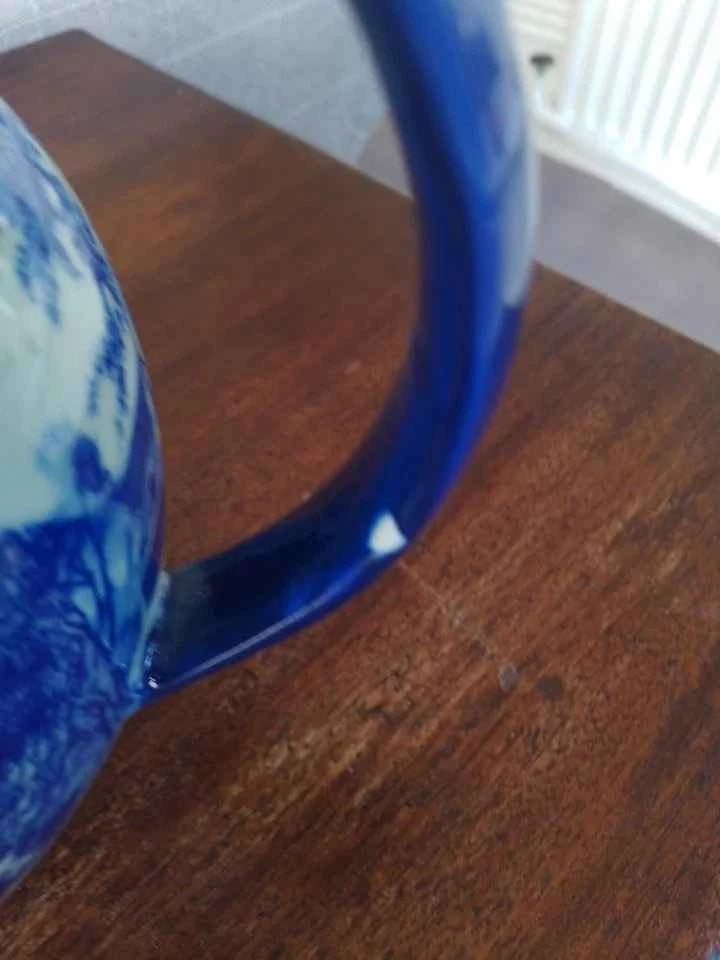 3 x Vintage Victoria Ware Blue and White Ironstone Jugs / Pitchers