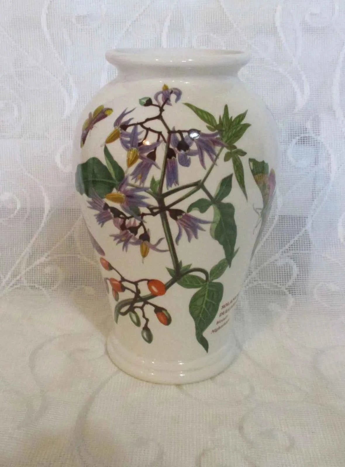 Portmeirion The Botanic Garden Vase Woody Nightshade 1972 16.5cm 7" Tall VGC