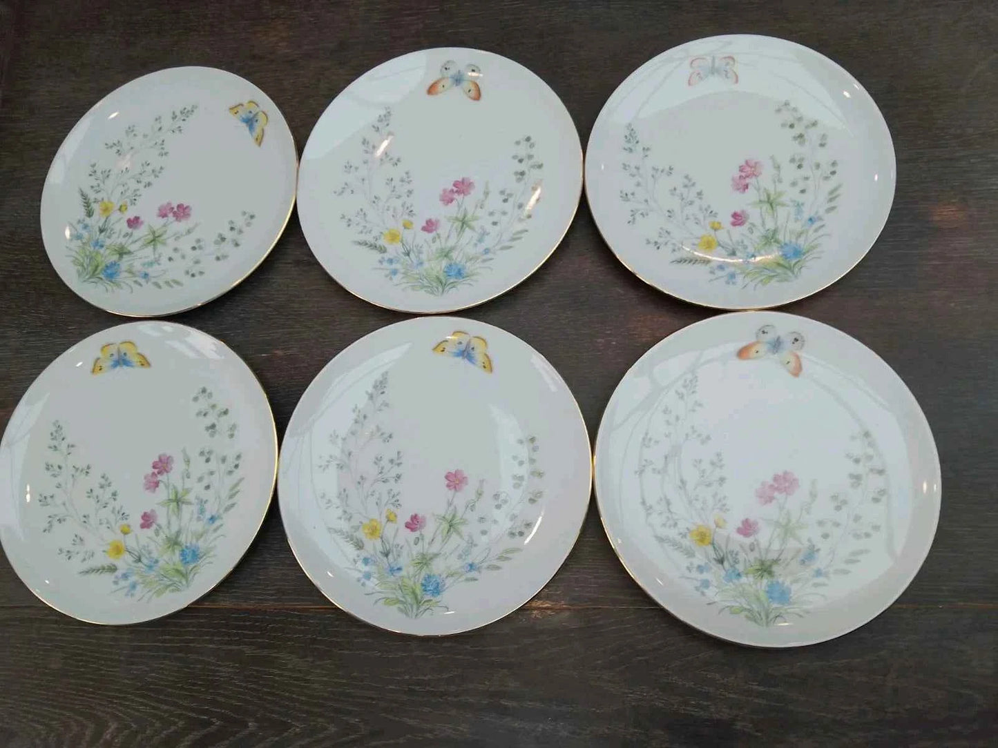 6 x Seltmann Weiden Liane Floral & Butterfly Bavaria 17cm Side Plates W Germany