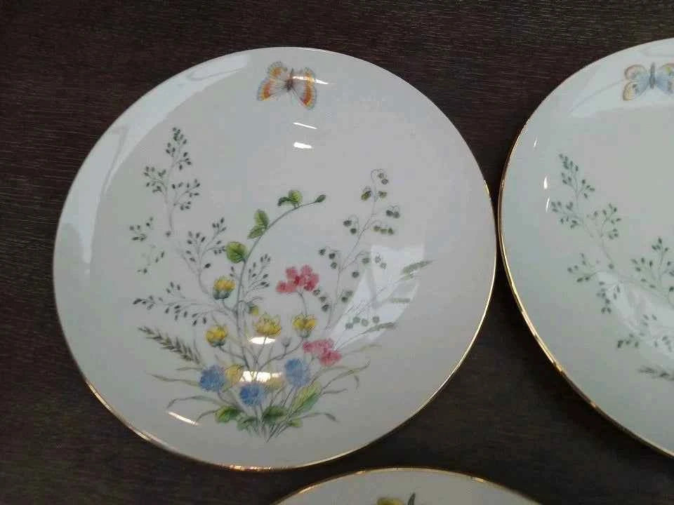 5 x Seltmann Weiden Liane Floral & Butterfly Bavaria 20cm Salad Plates W Germany