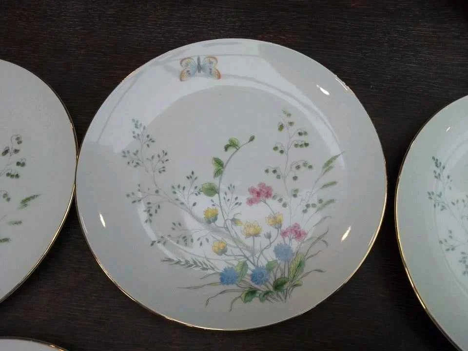 5 x Seltmann Weiden Liane Floral & Butterfly Bavaria 20cm Salad Plates W Germany
