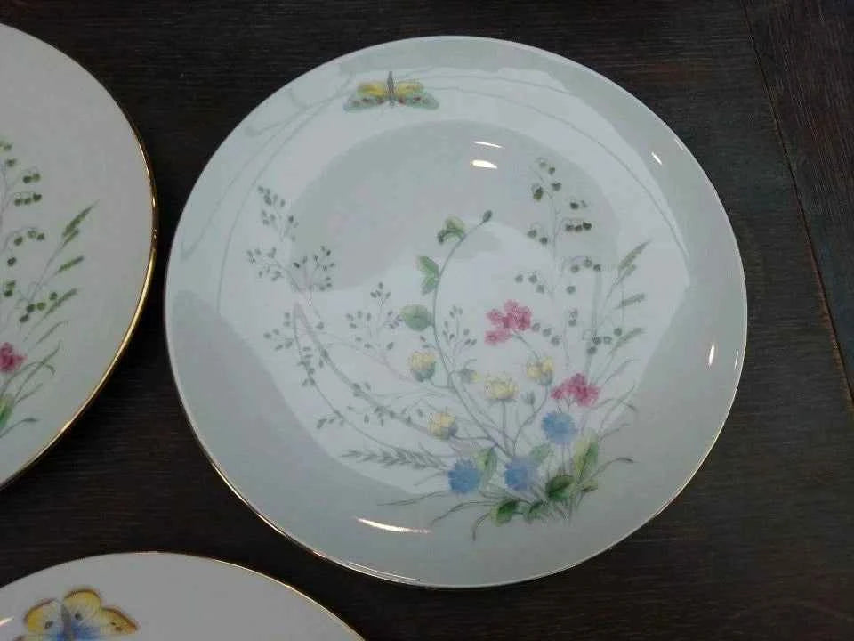 5 x Seltmann Weiden Liane Floral & Butterfly Bavaria 20cm Salad Plates W Germany