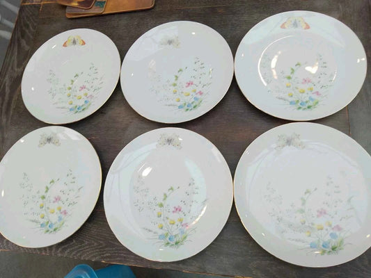 6 x Seltmann Weiden Liane Floral & Butterfly Bavaria 24cm Dinner Plates Germany
