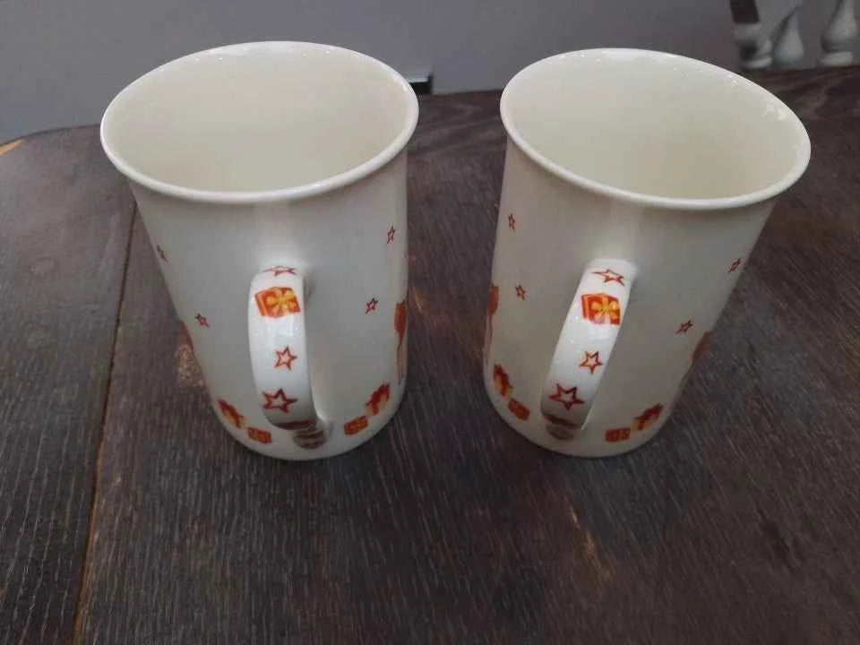 2 X Spode Christmas Jubilee Mugs Reindeer Christmas Tree Rare