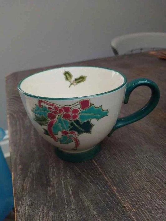 Joyye Christmas Holly Pattern Ceramic Large Tea Coffee Mug Cup Rare Design