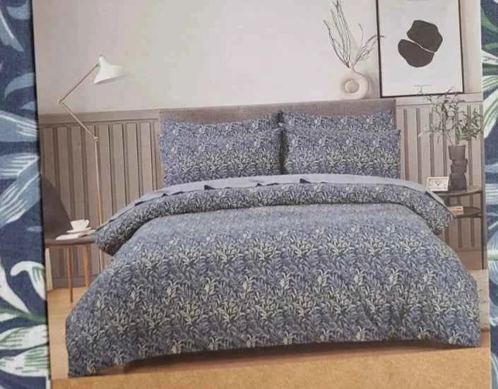 NEW Heritage Collection William Morris WILLOW LEAF Double Duvet Set Blue