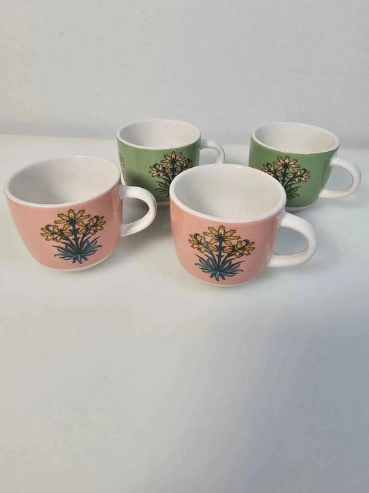 New William Morris Espresso Cups Fine China Set Of 4 Floral 100ml Each