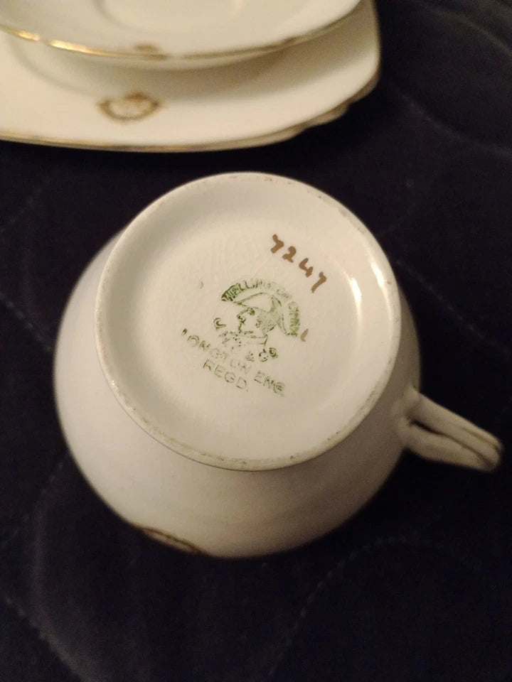 George VI and Queen Elizabeth Coronation May 1937 Trio Wellington China Rare