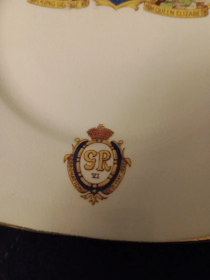 George VI and Queen Elizabeth Coronation May 1937 Trio Wellington China Rare
