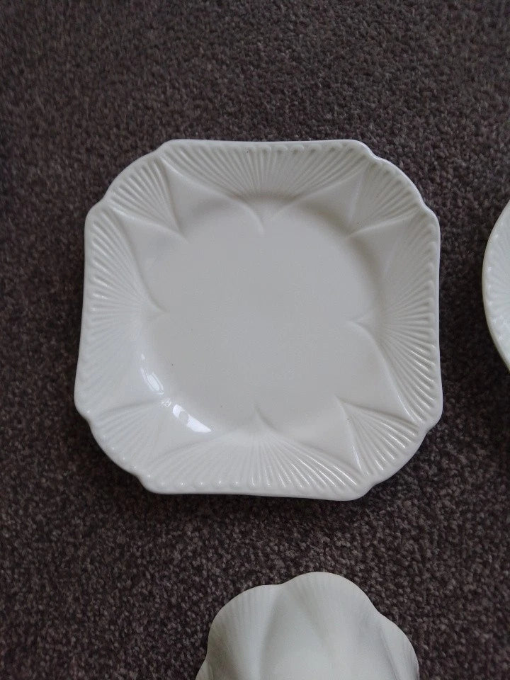 Shelley Dainty All White Trio Tea Cup Saucer Plate Rd 272101 Vintage