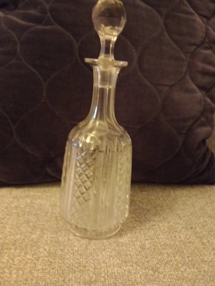 Vintage Crystal Glass Decanter 10" Tall Beautiful
