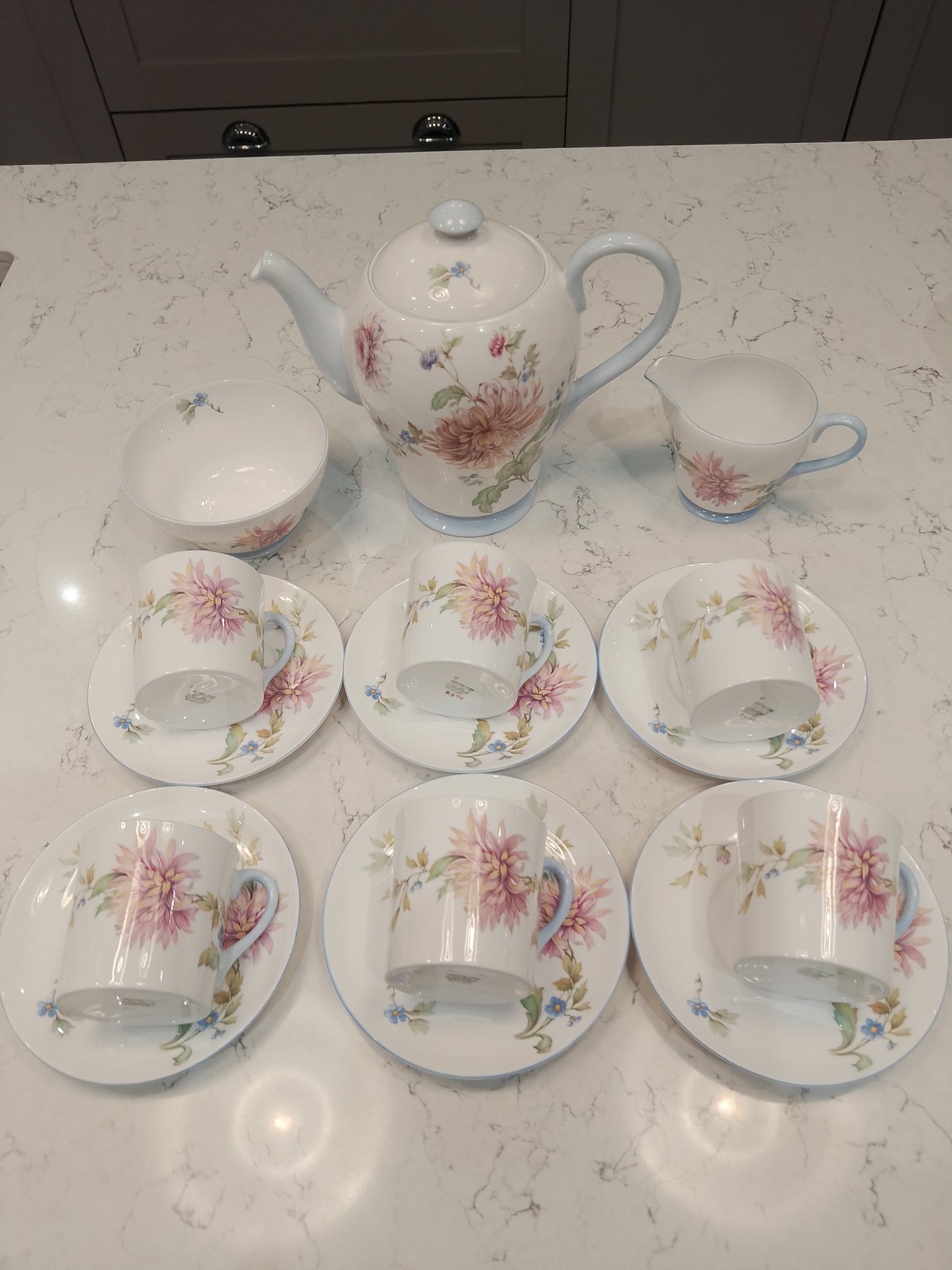 Shelley Chrysanthemum 2377 Rare Coffee Set in Excellent Condition - Helsby Vintage
