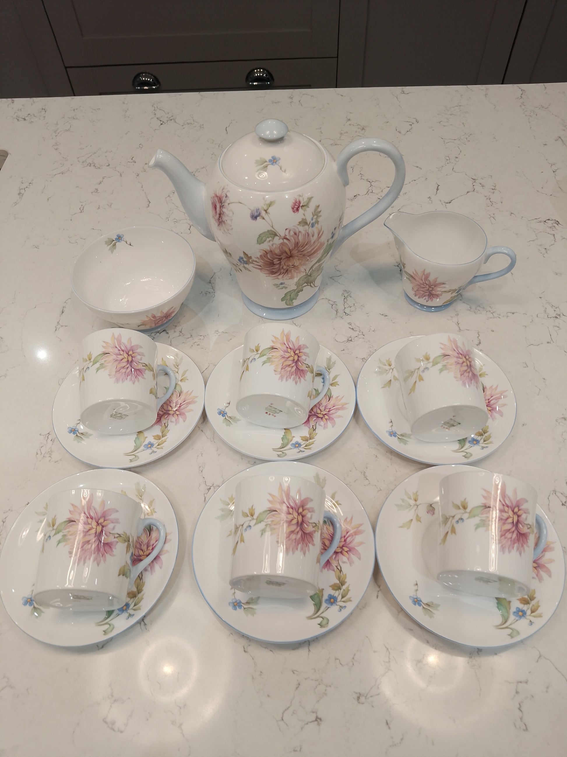 Shelley Chrysanthemum 2377 Rare Coffee Set in Excellent Condition - Helsby Vintage