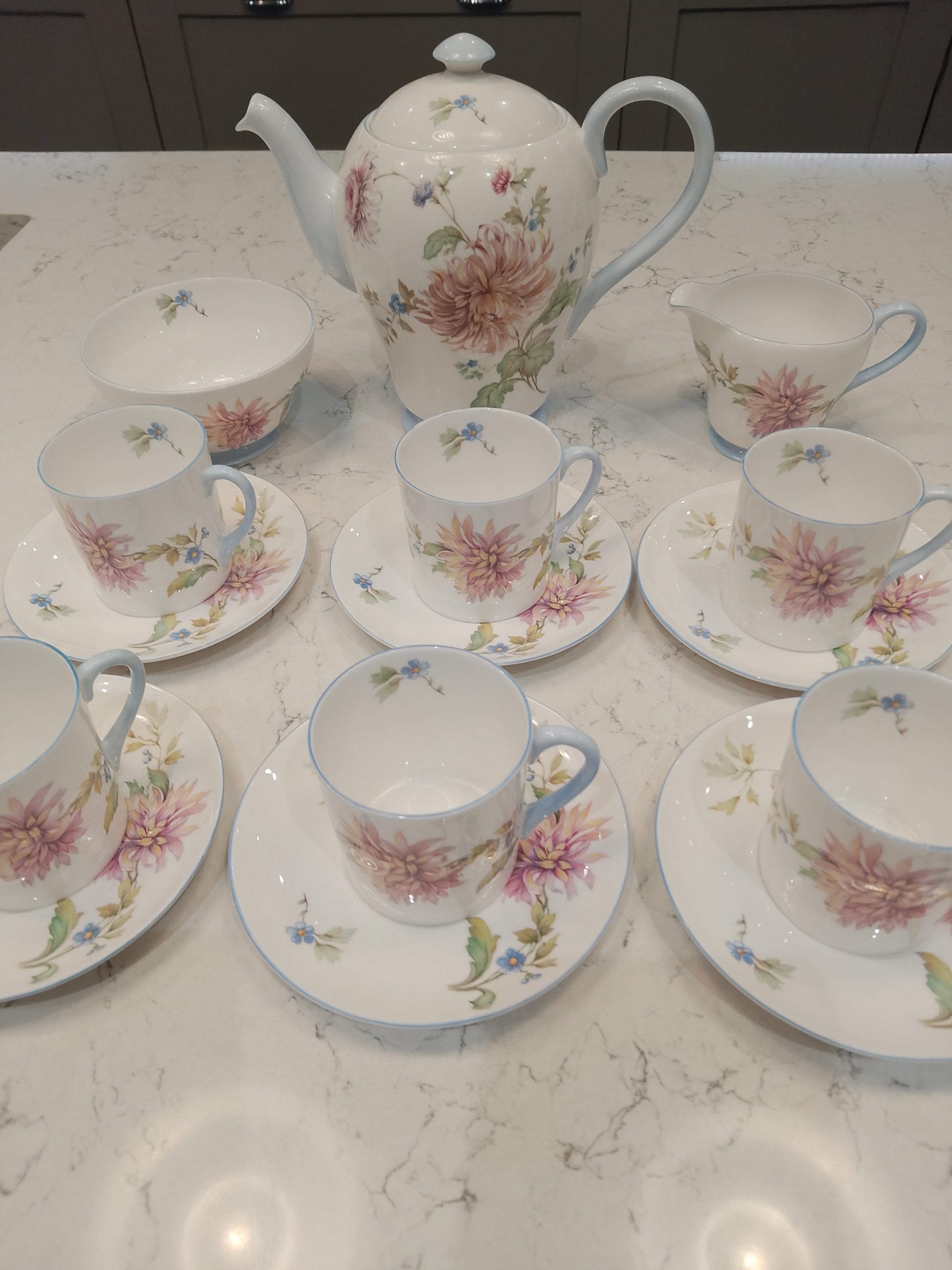 Shelley Chrysanthemum 2377 Rare Coffee Set in Excellent Condition - Helsby Vintage