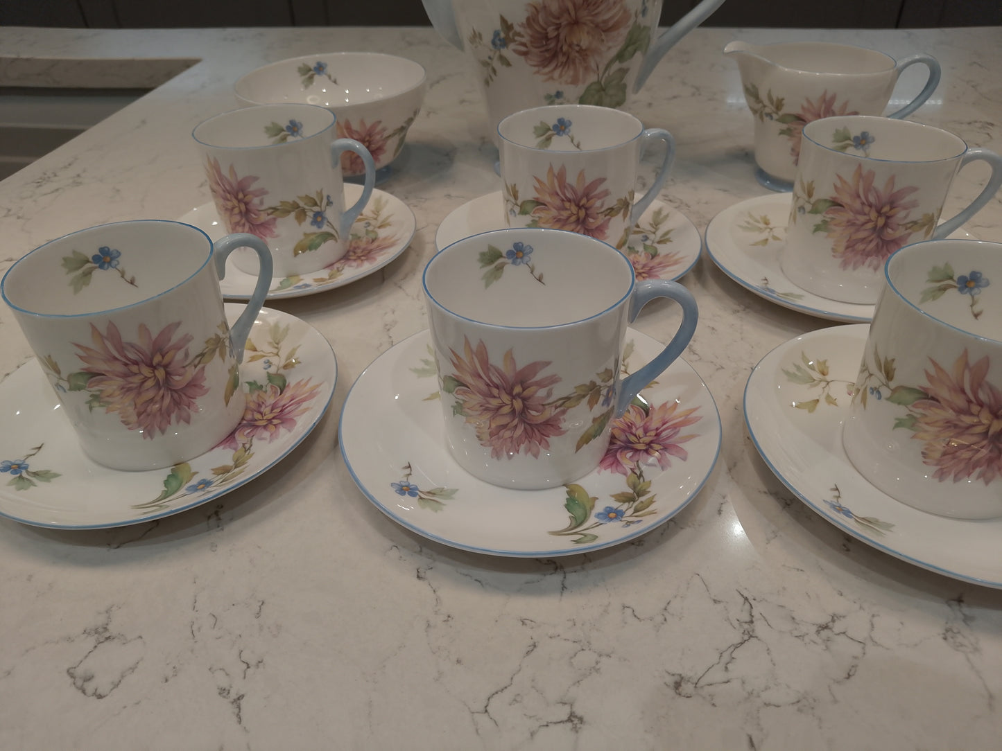 Shelley Chrysanthemum 2377 Rare Coffee Set in Excellent Condition - Helsby Vintage