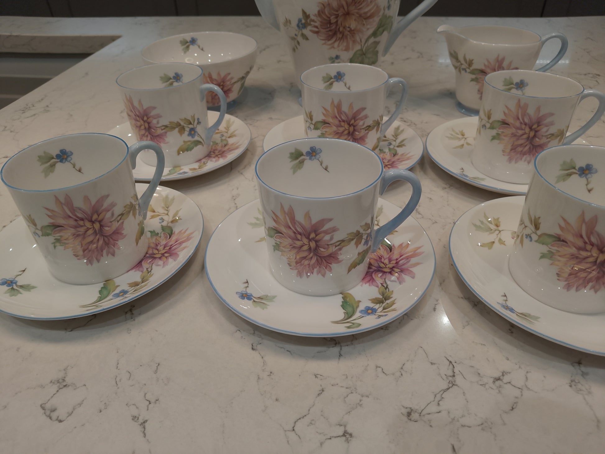 Shelley Chrysanthemum 2377 Rare Coffee Set in Excellent Condition - Helsby Vintage