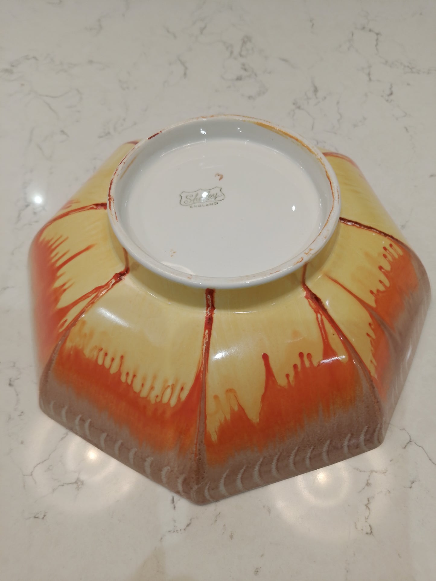 Shelley Harmony Drip Ware Rare Footed Bowl Dish 20cm Wide by 7.5cm Tall - Helsby Vintage