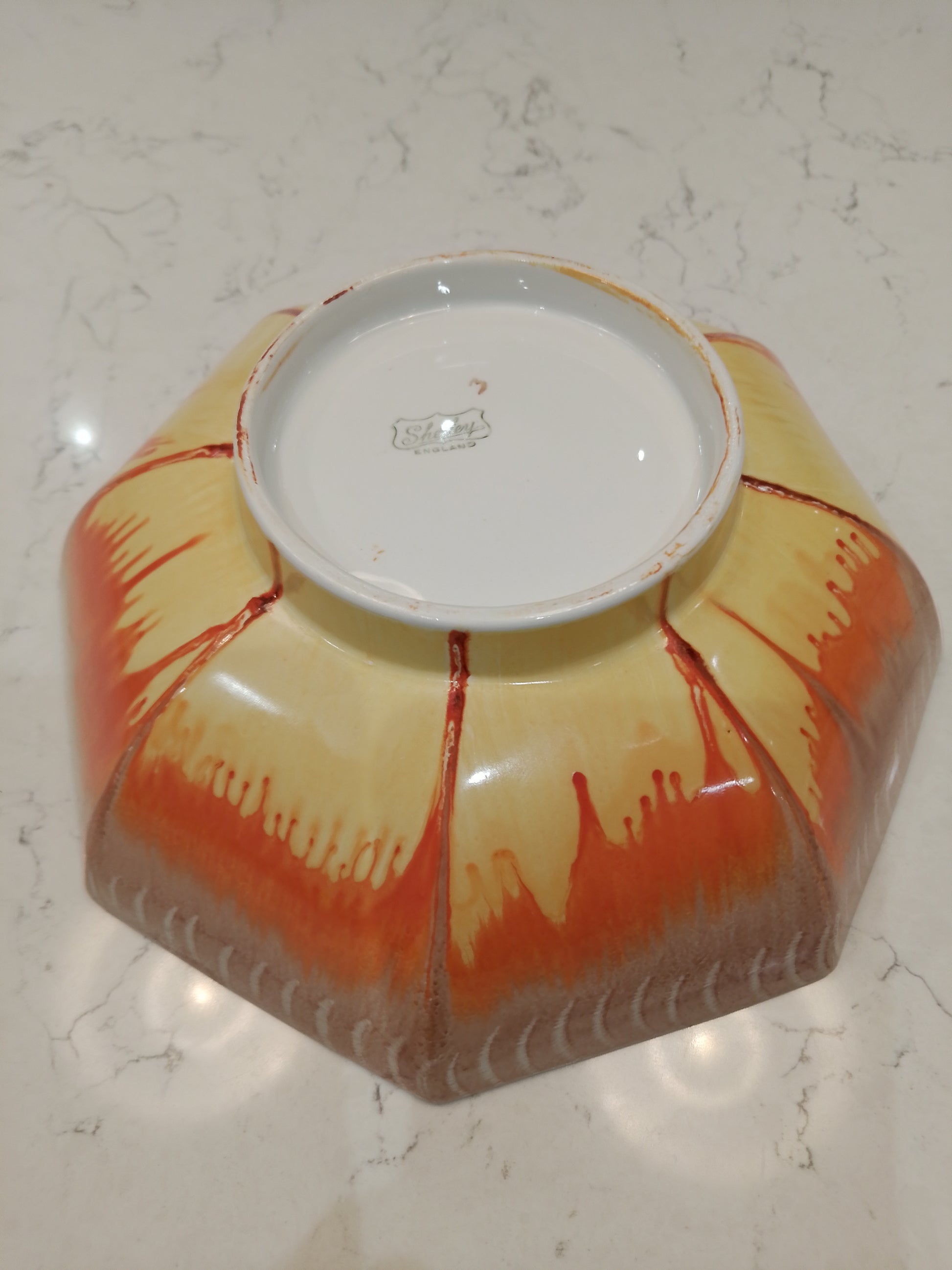 Shelley Harmony Drip Ware Rare Footed Bowl Dish 20cm Wide by 7.5cm Tall - Helsby Vintage