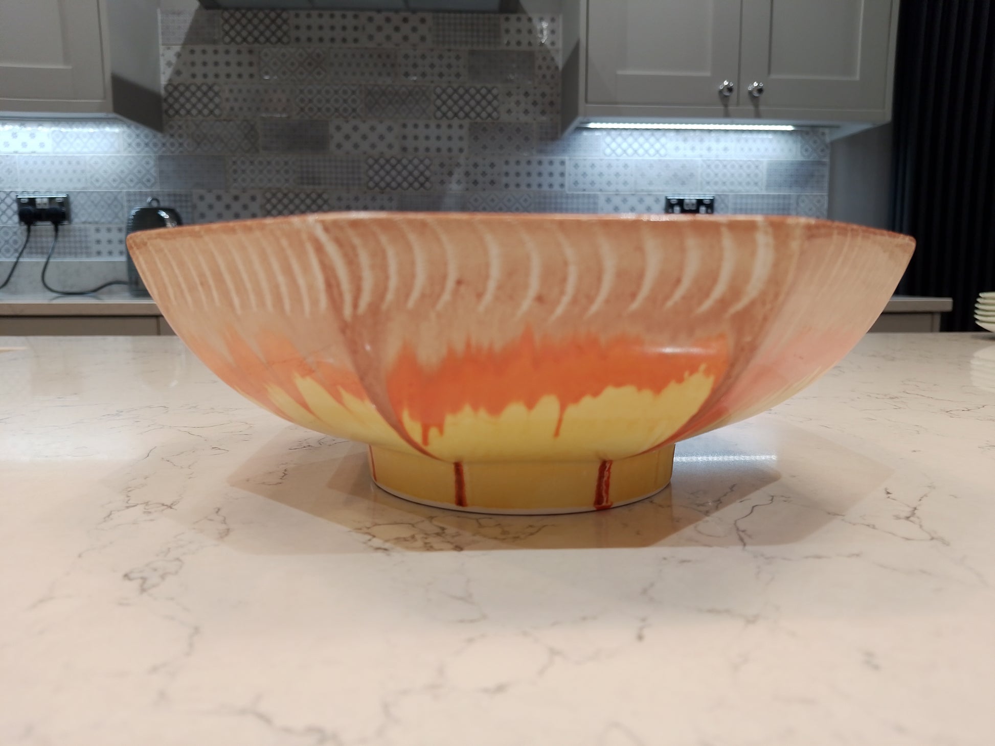 Shelley Harmony Drip Ware Rare Footed Bowl Dish 20cm Wide by 7.5cm Tall - Helsby Vintage