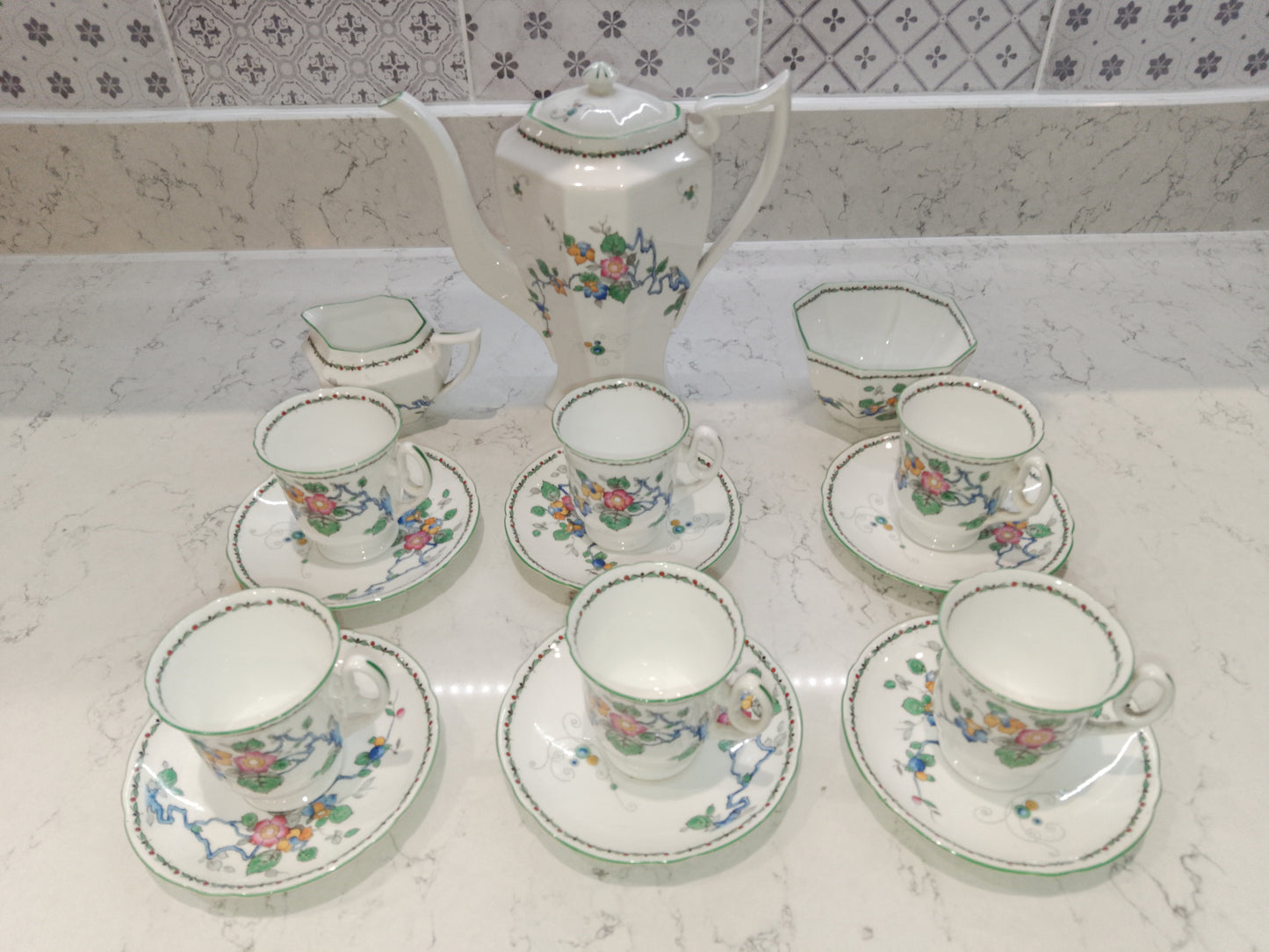 Shelley Vintage Mayfair Coffee Set From 1932 Reg No 771299 2252 - Helsby Vintage