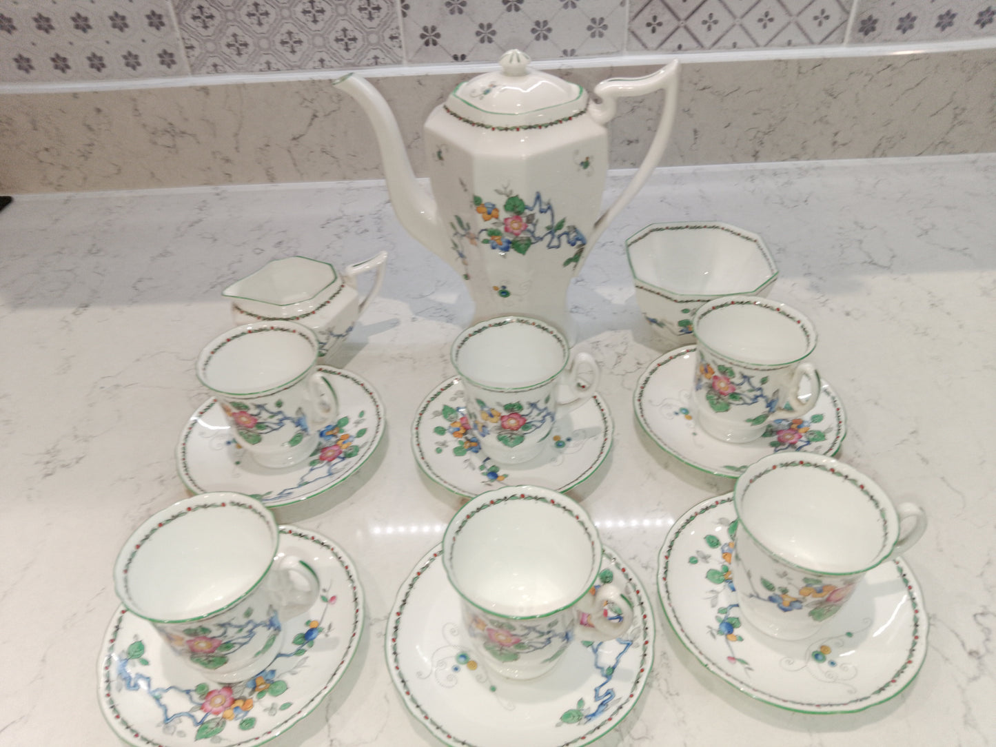 Shelley Vintage Mayfair Coffee Set From 1932 Reg No 771299 2252 - Helsby Vintage