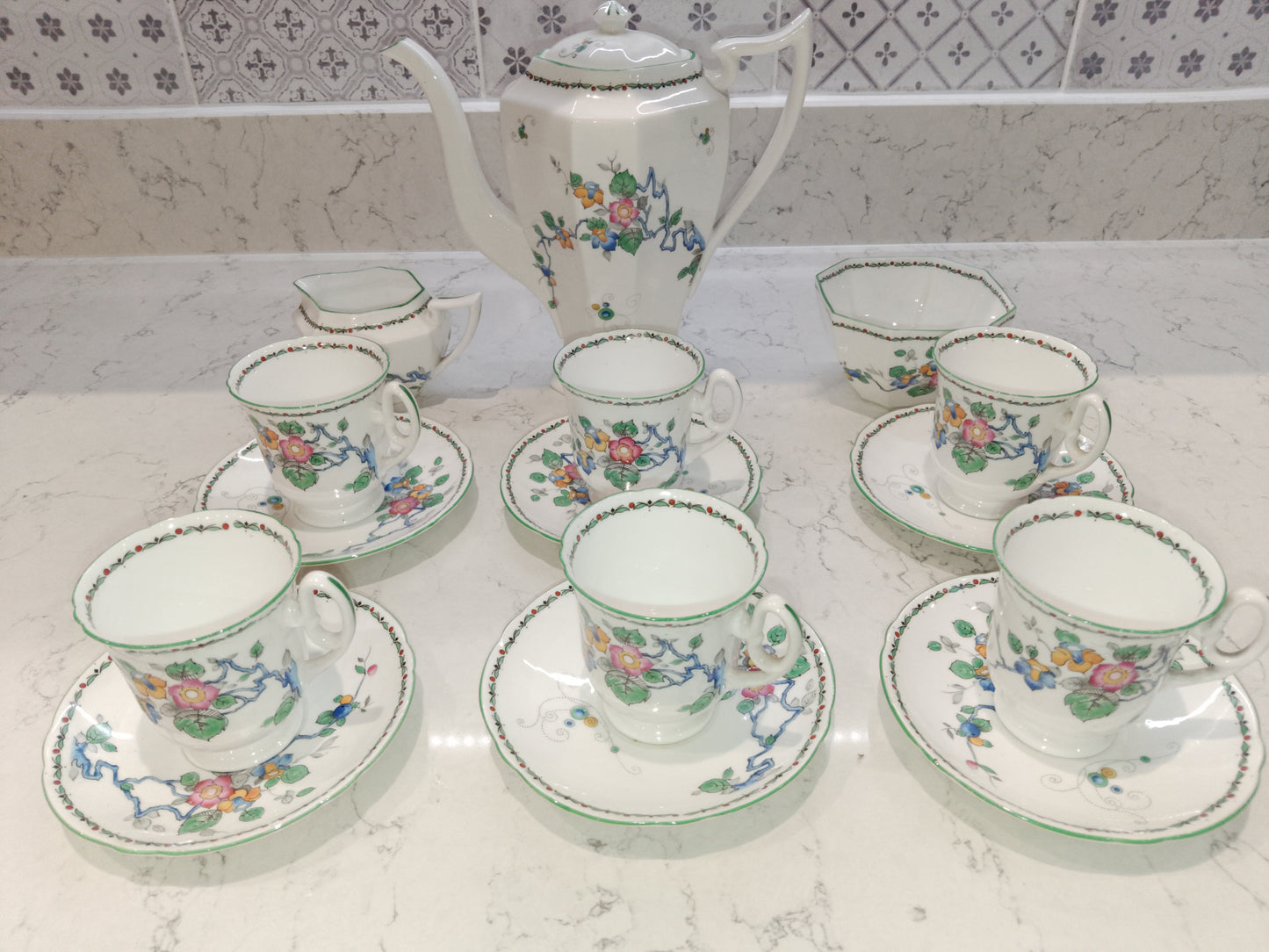 Shelley Vintage Mayfair Coffee Set From 1932 Reg No 771299 2252 - Helsby Vintage