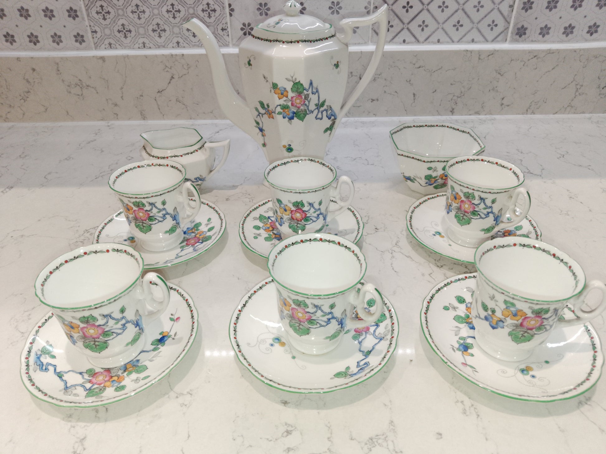 Shelley Vintage Mayfair Coffee Set From 1932 Reg No 771299 2252 - Helsby Vintage