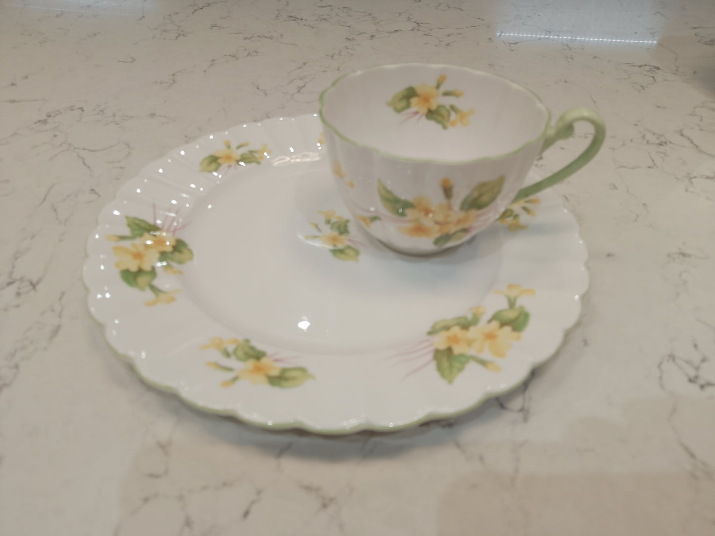 Shelley Primrose Cup and Rare Biscuit Saucer Plate - Helsby Vintage