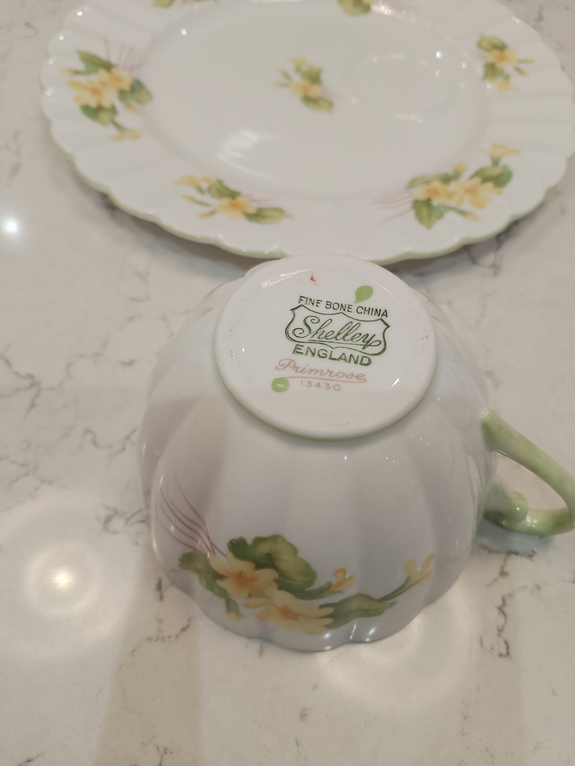 Shelley Primrose Cup and Rare Biscuit Saucer Plate - Helsby Vintage