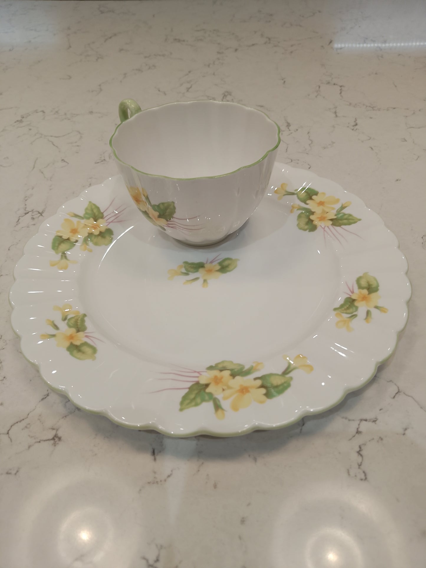 Shelley Primrose Cup and Rare Biscuit Saucer Plate - Helsby Vintage